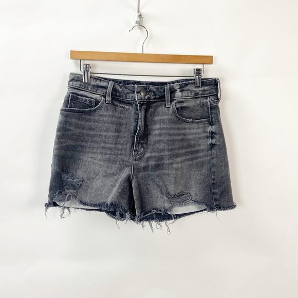 Old Navy 8 Womens Black High Waisted Secret-Slim Pocket Distressed Jean Short - Picture 1 of 9